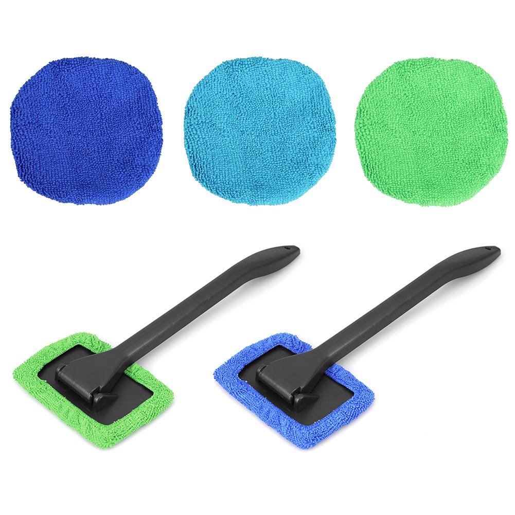Microfiber Auto Car Window Cleaner Long Handle Car Wash Brush Dust Car Care Windshield Shine Towel Handy Washable Car Clean