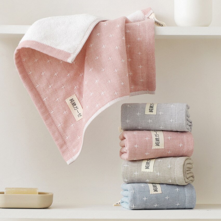 Square Towel Pure Cotton Geometric Printed Thicken Soft Towels Good Water Absorption Plain Dyed Home Bathroom Toalla Cuadrada