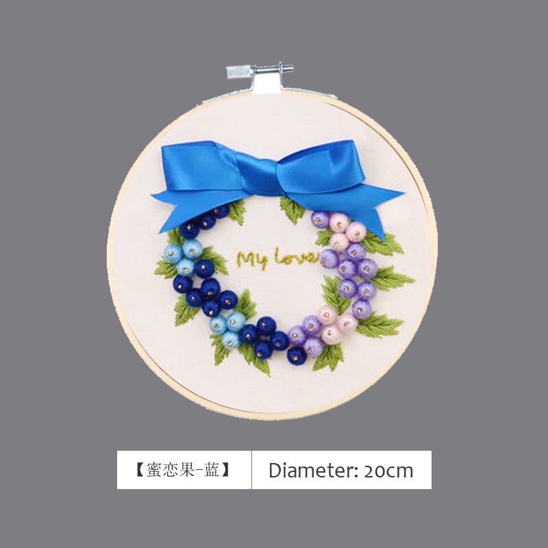 3D Lint Boog-knoop Borduren Handwerken Kruissteek Naaien Met Hoepel Kits Voor Beginner Handgemaakte Ambachtelijke Kerst Creatief Decor: A / 15cm Retro Hoop kit
