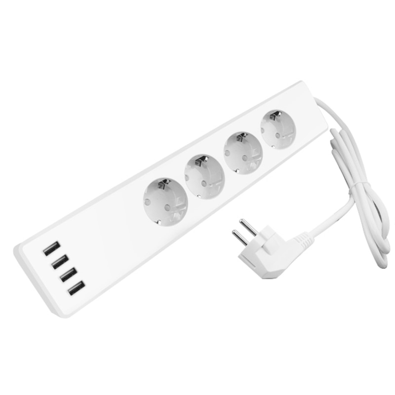 Wifi Smart Power Strip 4 EU Outlets Plug with 4 USB Charging Port Timing App Voice Control Work with Alexa Google Home Assistant