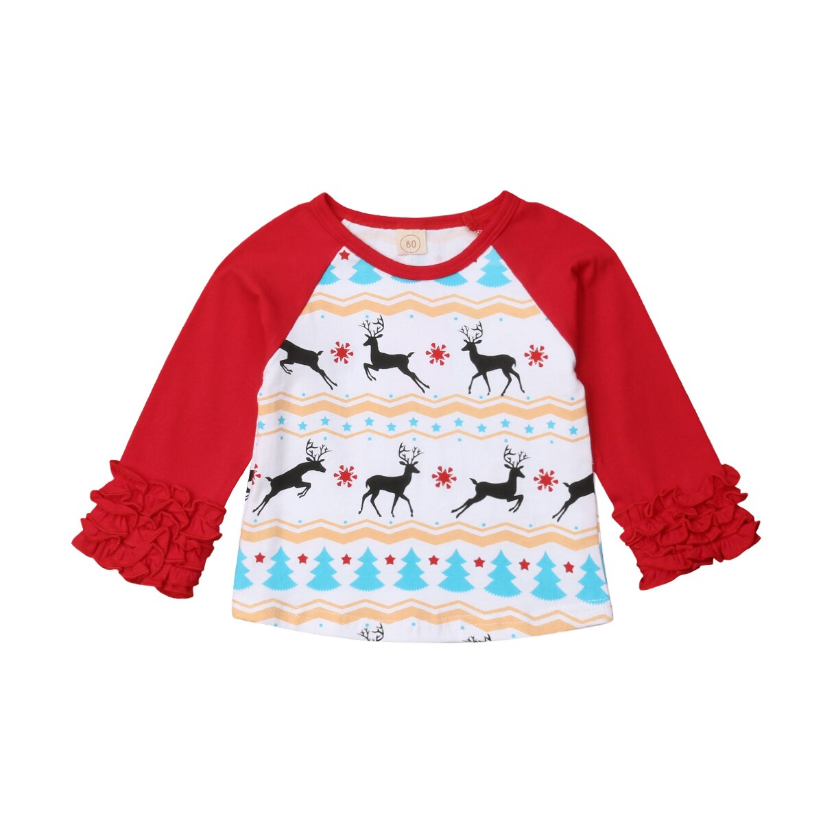 Jul baby drenge piger elg skjorter toppe jule flæser tegneserie hjorte stribede toppe barn baby børn julemands bluse tøj 6m-4y: 18m