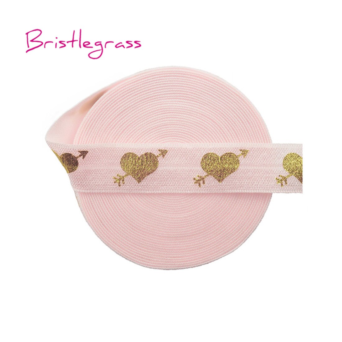Bristlegrass 5 yard 5/8 " 15mm cupido's pijl liefdeshart folie print vouw elastieken foe spandex band haarelastiek tutu jurk naaien