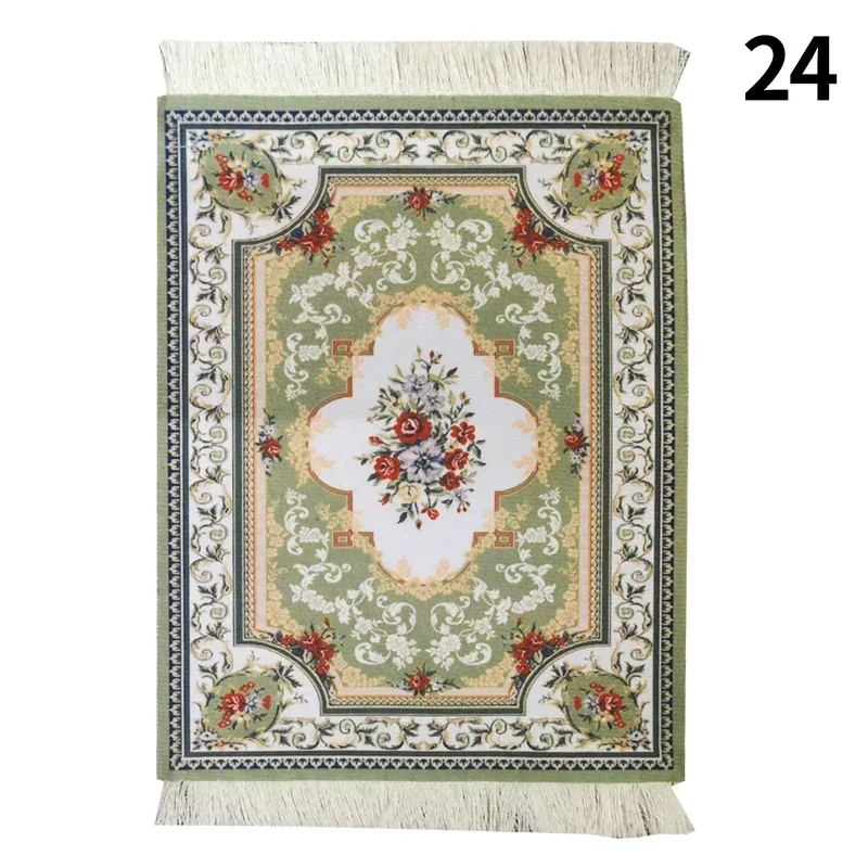 PC Mouse Pad Persian Mini Woven Rug Mat Mousepad Retro Style Carpet Pattern Cup laptop with Home Office Table Decor Craft table: Navy Blue