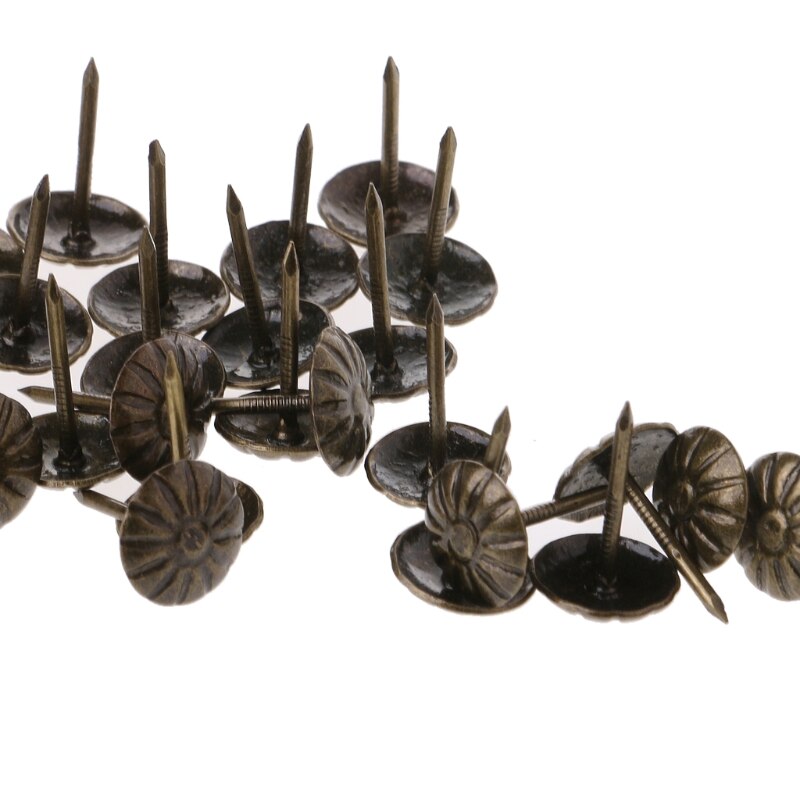 100 stuks antieke messing meubelspijkers, punaises, deurspijkers en decoratie-accessoires