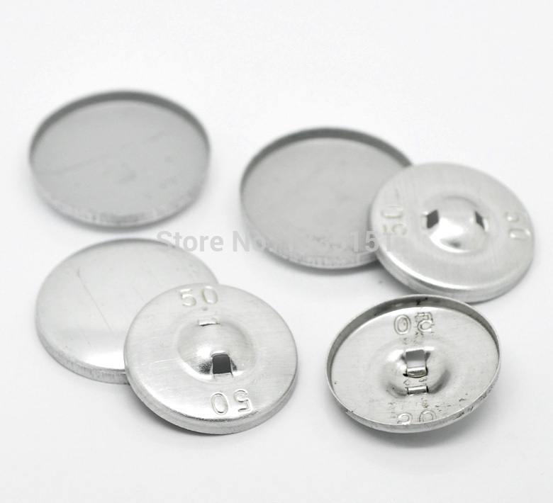 Geen -50 sets aluminium tone backs cover metal knoppen 31mm. 31mm (1 2/8 "x1 2/8") 29mm. 29mm (1 1/8 "x1 1/8") (E19230) in