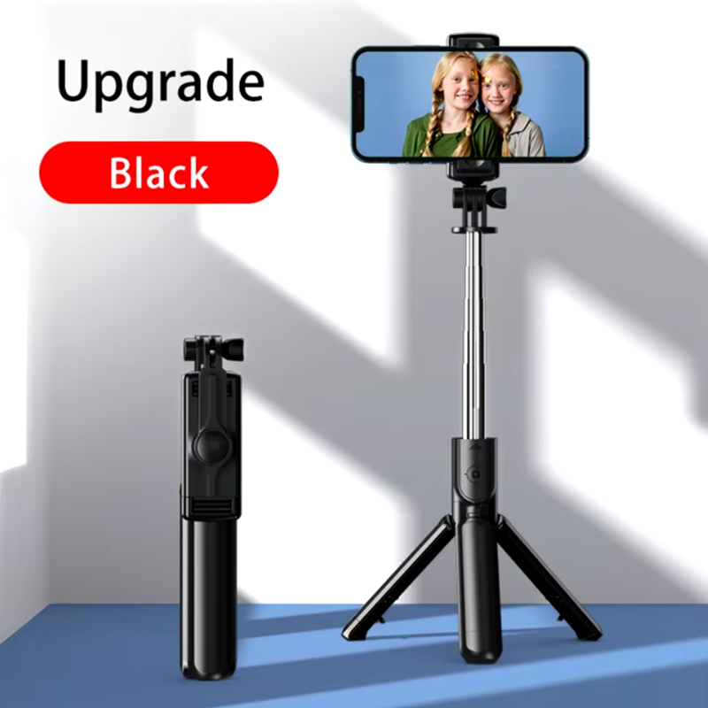 VBNBV 2025 Nuovo treppiede per fotocamera smartphone, supporto per telefono con otturatore Bluetooth, staffe per selfie stick wireless con supporto per telefono: Black