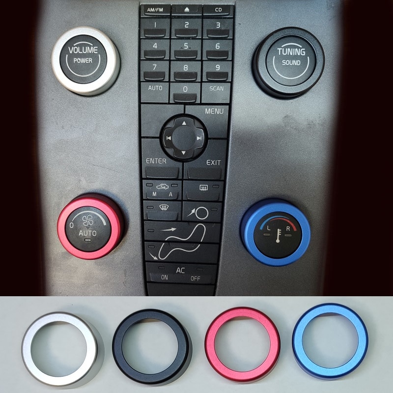 Coche decoración Interior Acc ventilador de aire acondicionado botón Audio estéreo Control de volumen anillo kit de cubierta para Volvo S40 V50 II 2