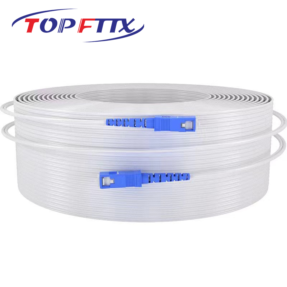 Cabo Óptico Interno FTTH de 10/20/30/50/80/100M, Patch Cord Monomodo de Núcleo Único SC/UPC, com Revestimento LSZH Branco e Preto: BRANCO / 20 metros