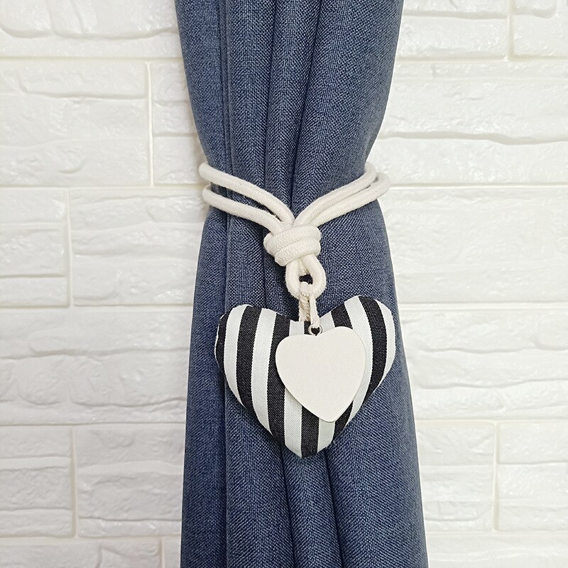 Coeur forme rideau embrasse européen décoratif rideau boucle libre poinçon crochet aimant sangles rideau accessoires coton: Heart-H