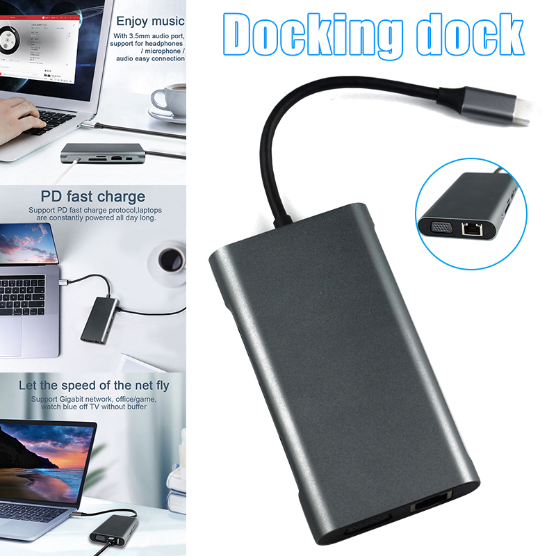 HEIßER USB C Hub Laptop Docking Station Typ C Adapter mit 3,5mm Audio Port für Windows Computer BUS66