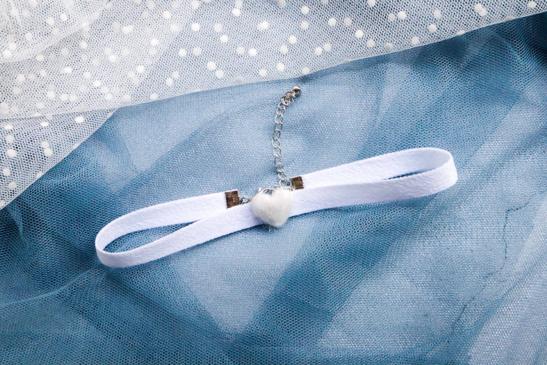 Sommer hjerte blonde choker halskæde hvidt bånd kort kraveben krave til kvinde smykker japan og korea stil