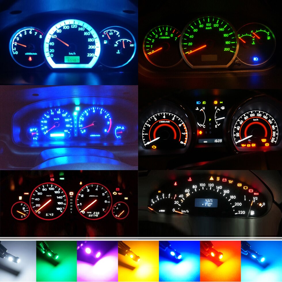 T5 37 74 żarówka doprowadziło z podstawą klinową 3/8 "PC74 PC37 PC118 deska rozdzielcza tablica przyrządów miernik grupa światło Pakiet 10