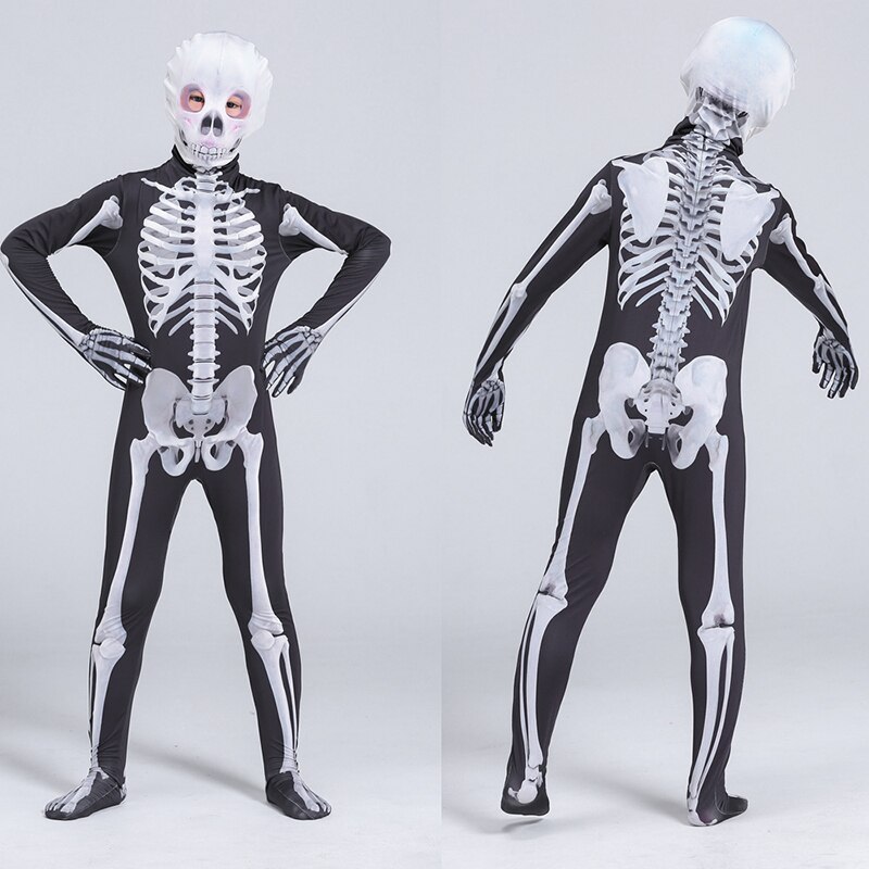 Disfraz de esqueleto hueso disfraz de Halloween con capucha de esqueleto máscara para de padres e hijos Cosplay A66