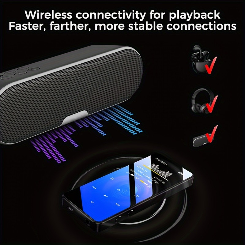 C6 Touch Button Lossless MP3 Player with Bluetooth 5.0, Picture Viewing, FM Radio,Recording, Durable Zinc Alloy Body