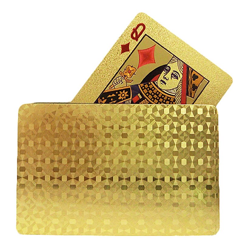 Foil Poker 24K Gold 54 Playing Cards Waterproof For Casino Table Game Plaid Luxury 8.8*5.7cm