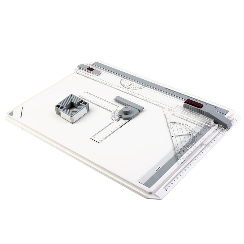 Portable A3 Drawing Board Draft Painting Board with Parallel Rulers Corner Clips Head-lock Adjustable Angle Art Draw Tools