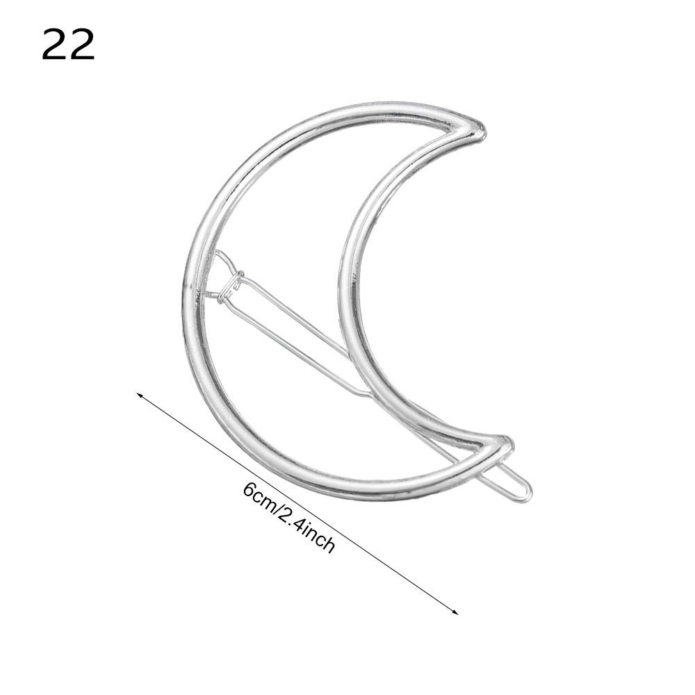Horquillas de Metal a la para mujer, Clip para el cabello de pentculo Simple, horquilla de aleación geométrica, pasador de círculo de Luna, accesorios para el cabello para niñas: Gris claro