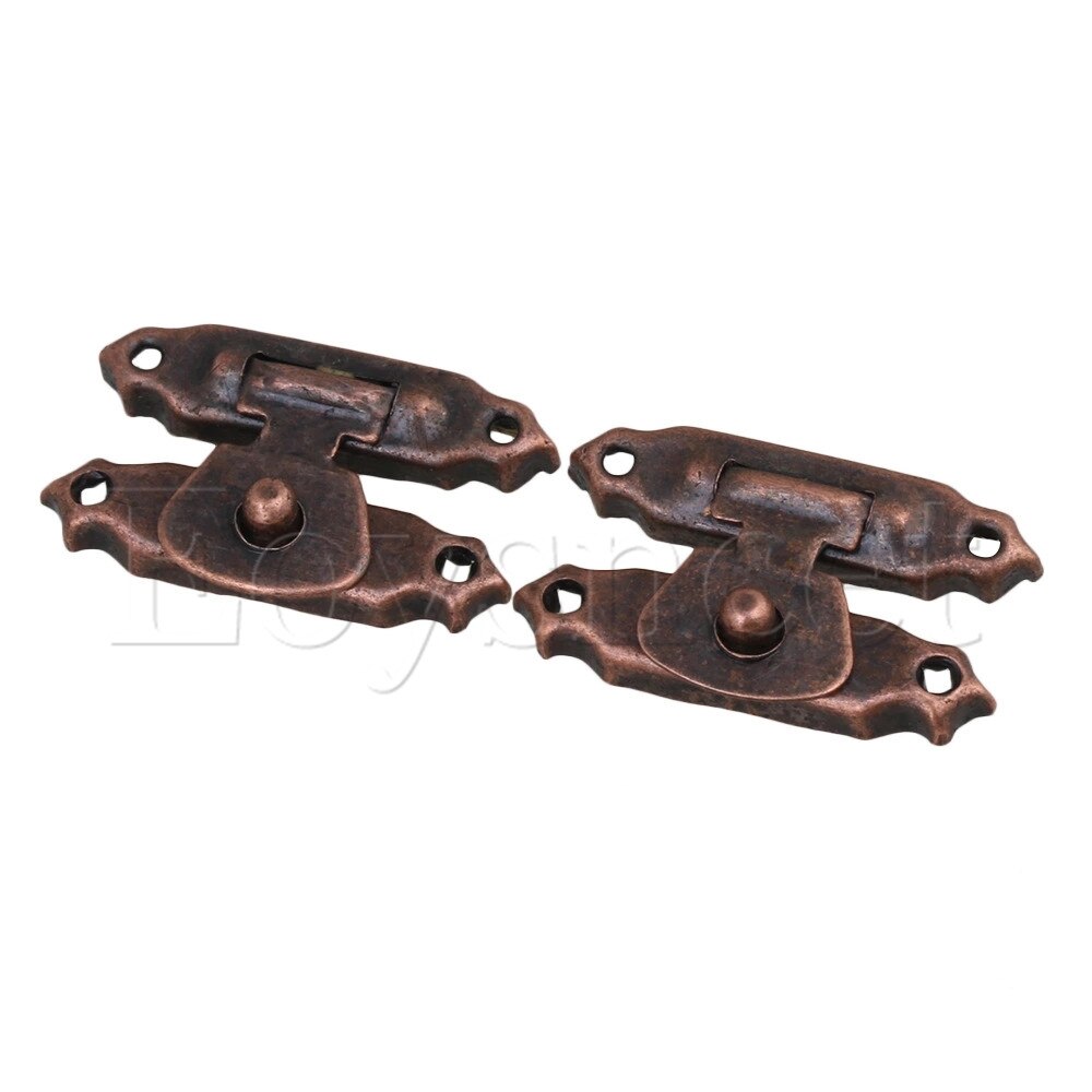 10 x Mini Jewelry Case Metal Decorative Wooden Box Lid Red Bronze Latch Catch