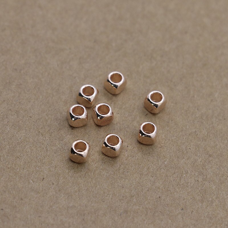 Mibrow 100pcs/lot 3*3mm/4*4mm Brass Square Copper Loose Spacer Beads Fit Bracelet Necklace for DIY Jewelry Making Findings: Rose Gold / 3x3mm