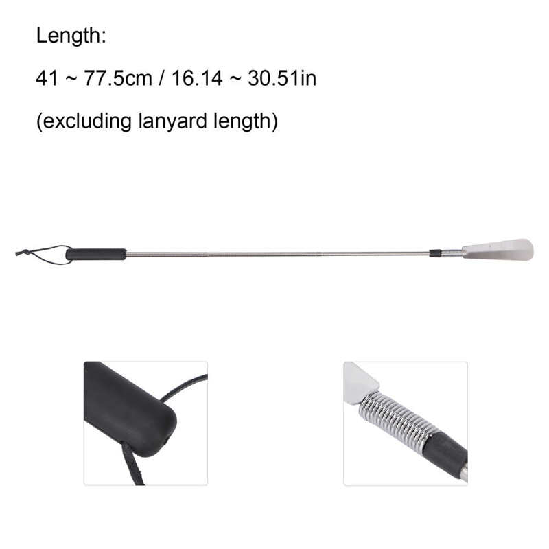 Shoe Helper Stick Convenient Wear Resistant Bendable Stainless Steel Shoehorn Telescopic for Home