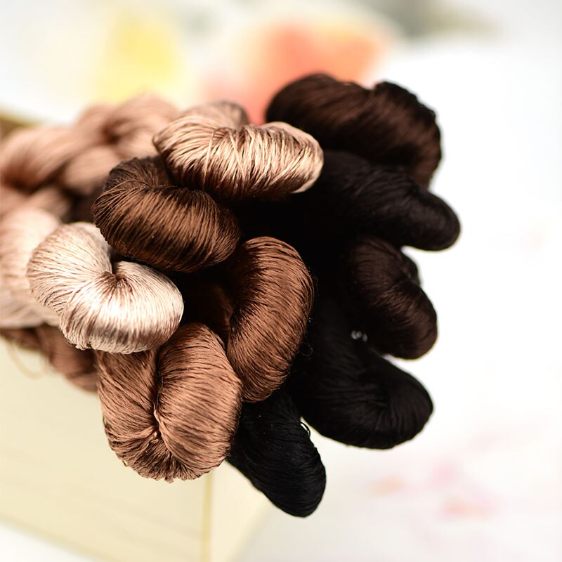 1pcs 100% silk thread hand embroidery embroider cross stitch 400m silk embroidery thread brown series 10 gradient colors