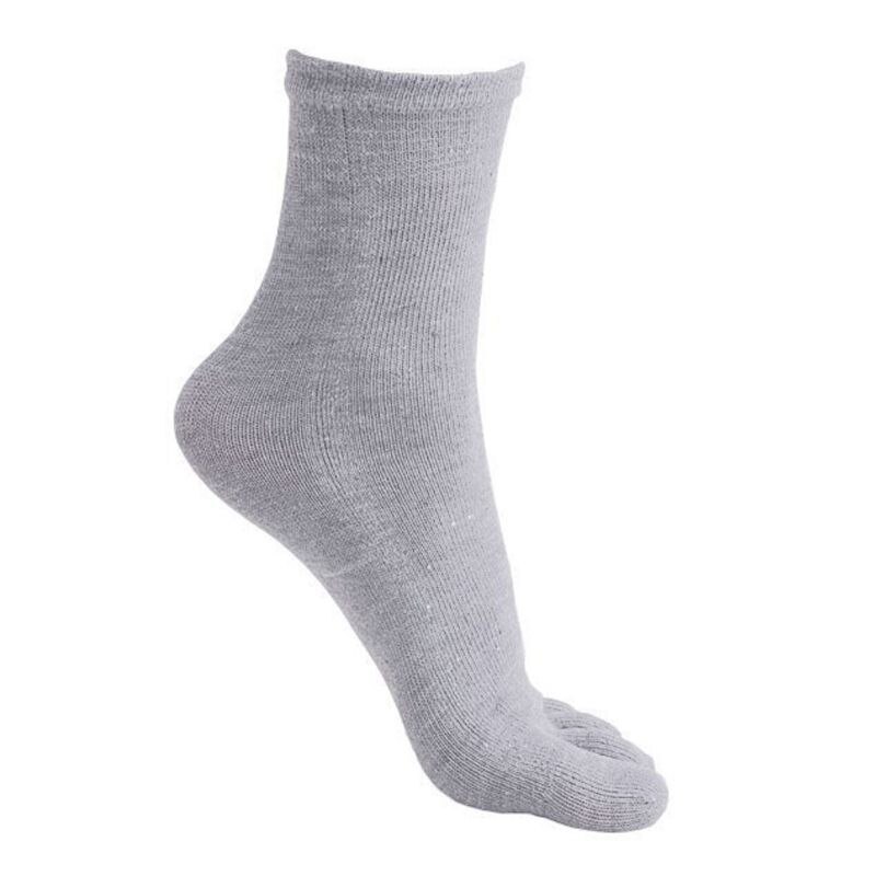 Mens Five Fingers Soft Polyester Cotton Ankle Toe Socks Solid Color Breathable Comfortable: light gray