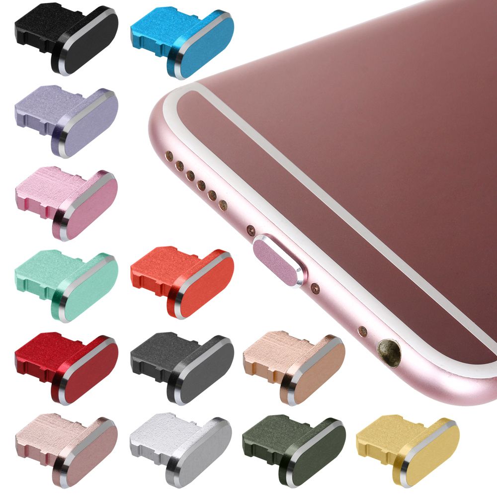 For iPhone 11 Pro Max X XR Max 8 7 6S Plus Universal Aluminium Alloy Anti Dust Plug Charger Dock Metal Stopper Charging Port Cap