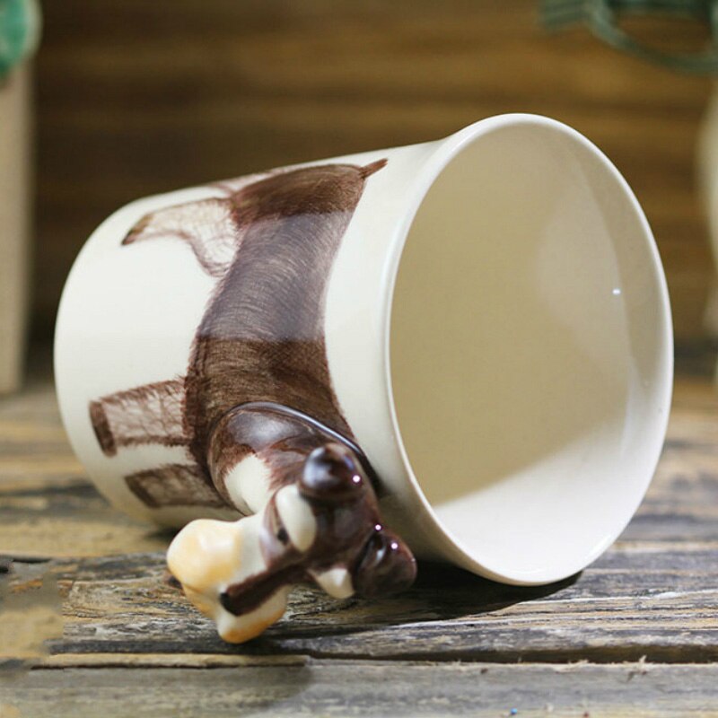 Tazas y tazas de café de perro Schnauzer, taza de perro dibujada a mano de dibujos animados en 3D, Té , taza de leche de cerámica, de novedad de 300ml