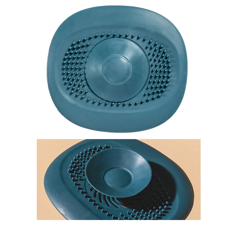 Bathroom Drain Cover Silicone Sink Filter Plug Hair Catcher Bath Stopper Plug Sink Shower Filter Kitchen Accessory: Blue
