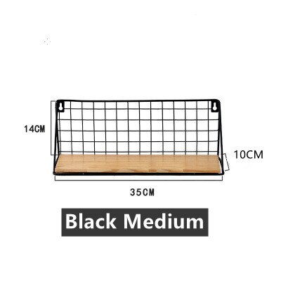 Étagère murale de séparation en maille de fer, minimaliste, nordique, créative, décoration murale suspendue, petite étagère, présentoir Non marquant: Black Medium