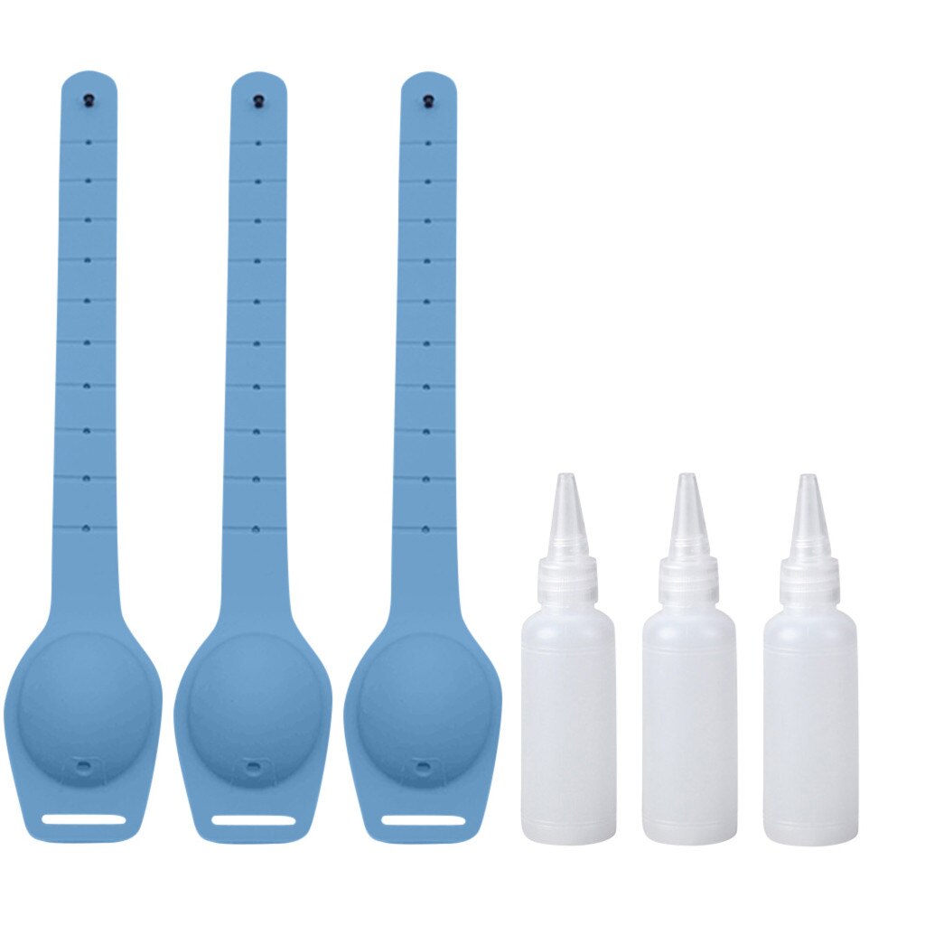 3 pièces Portable Bracelet Bracelet distributeur de main désinfectant pour les mains distribution Gel de nettoyage des mains rechargeable Bracelet distributeur J50: Bleu