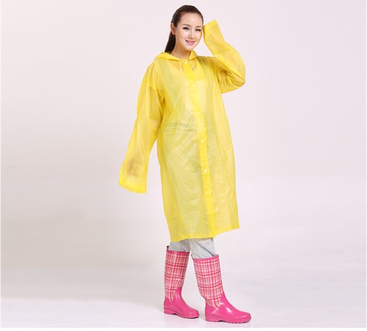 Long Use Rain Coat Women EVA Transparent Raincoat Poncho Portable Environmental Light Raincoat: Yellow