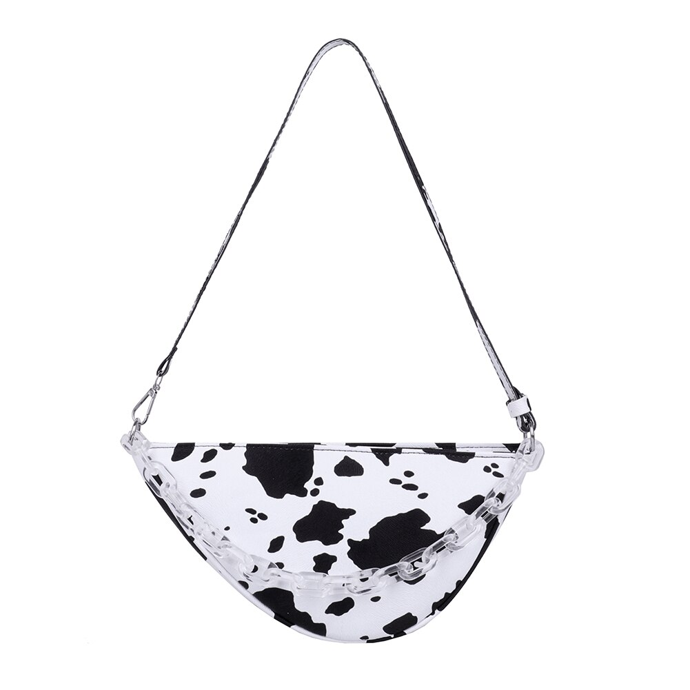 Bolsa de ombro feminina portátil bolsas de viagem teste padrão animal bolsa de couro moda requintado sacola de compras: Cow Pattern