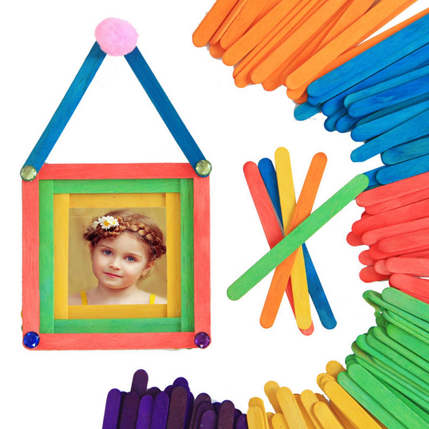 510 PCS Complete Kids DIY Craft Including Chenille Stems Wiggle Eyes Fluffy Balls Paper Plates Wooden Sticks for School Projects