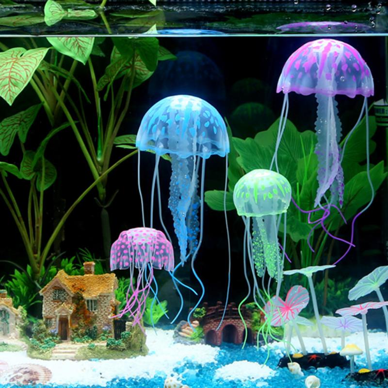 Méduses fluorescentes de Simulation d&#39;aquarium, accessoires de paysage de méduses d&#39;aquarium, ornements de méduses multicolores en option