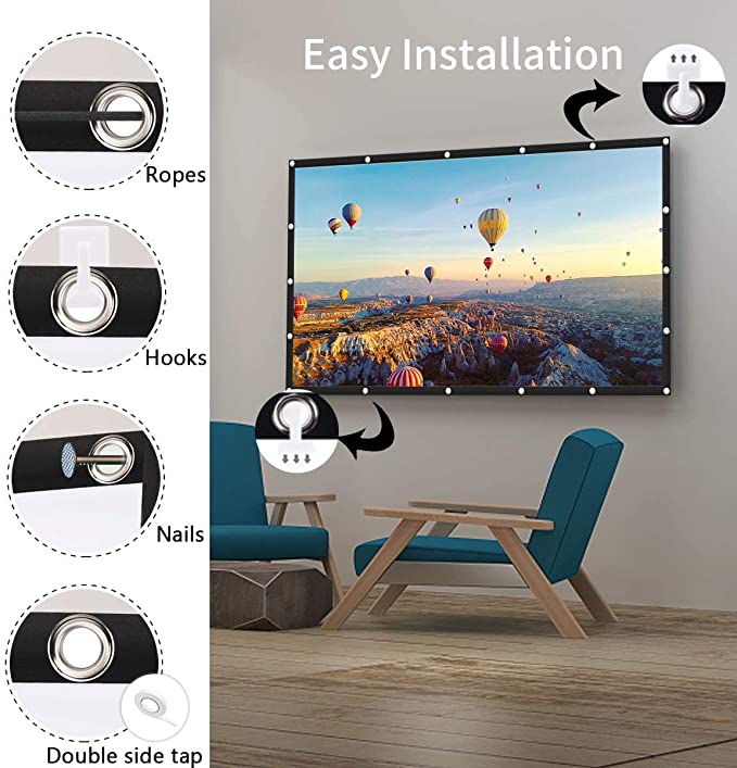 Projection Screen 16:9 Metal Anti Light Curtain 100 120 130 Inche Home Office Movie Screen Portable Foldable Projector Screen