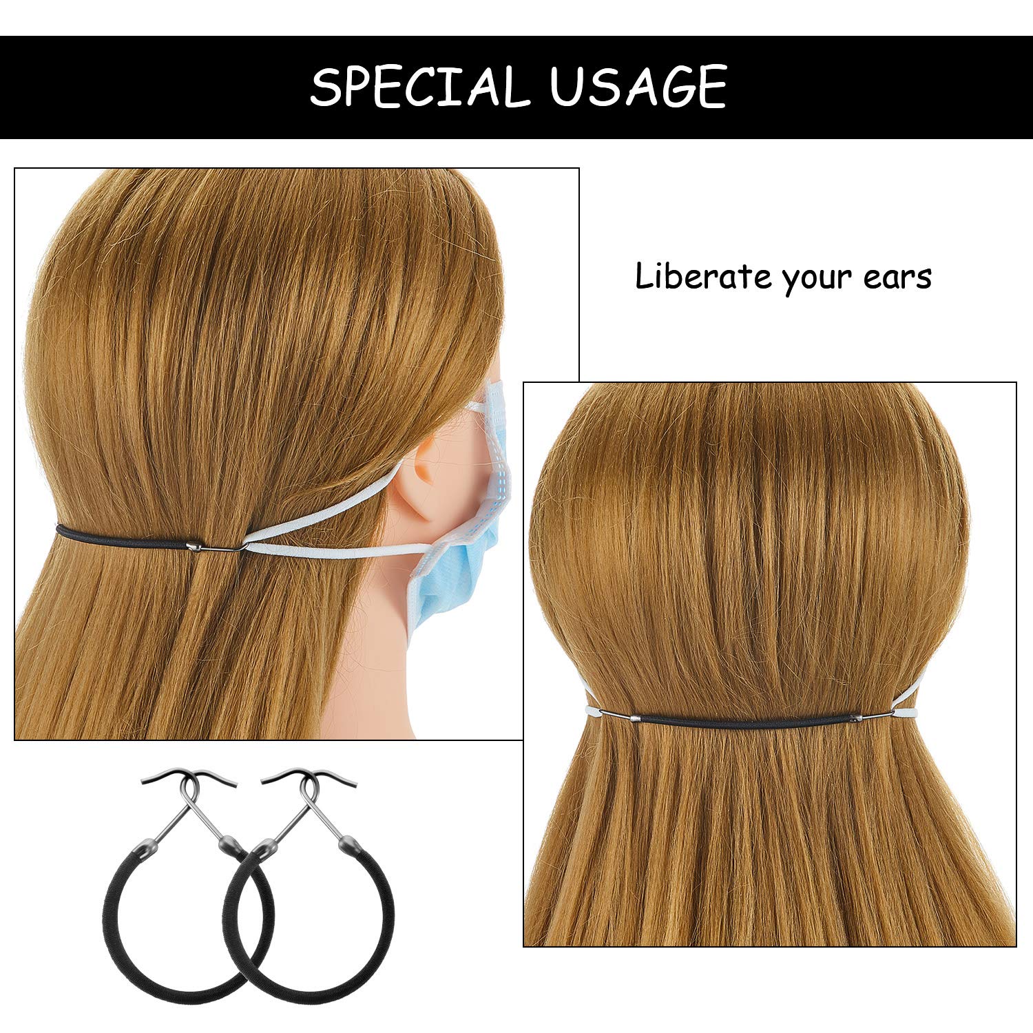20pcs Ponytail Rubber Elastic Hook Hair Bands For Women Gum Hooks Hair Accessories Hair Ties Styling Tools Holder Bungee Bands