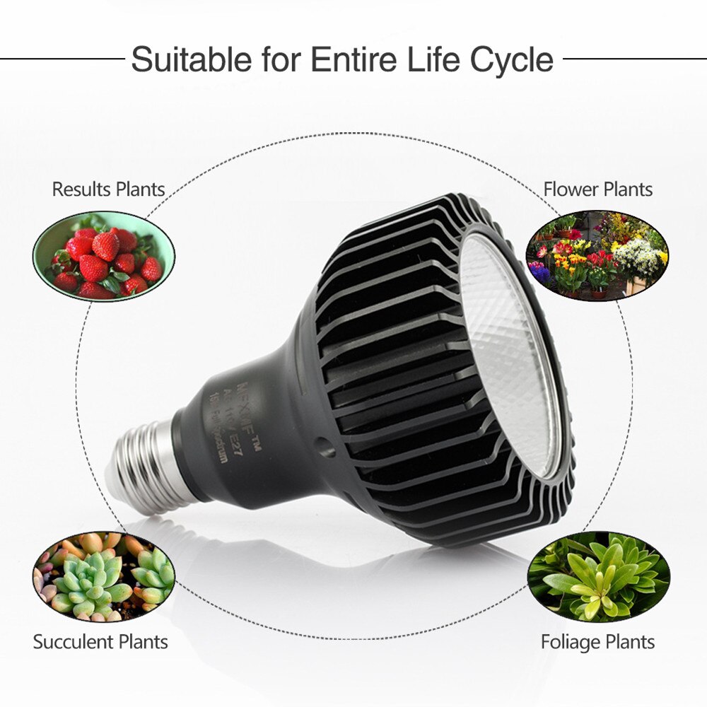 Lámpara led COB E27 de espectro completo, 3500K, 85-265V, 1500LM, para cultivo de vegetales en planta de interior