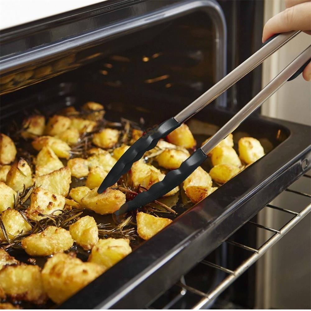 Kitchen Silicone Food Tongs 2 pack 9 Inch & 12 Inch Non-Slip Non-Stick BBQ Grilling Tong Cooking Tong with Joint Lock