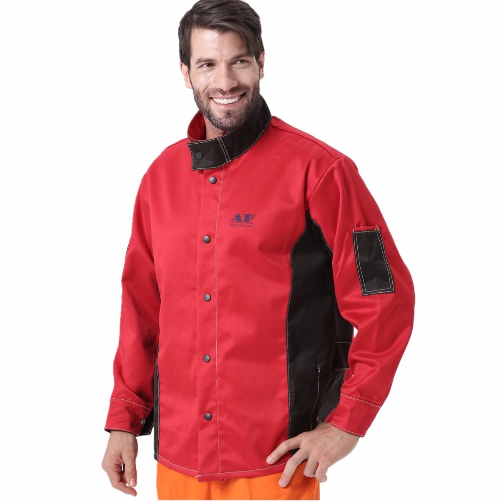 Chaqueta de soldadura para trabajo, ropa de trabajo resistente a la llama/calor/abrasión, ignífuga, de algodón, para trabajadores