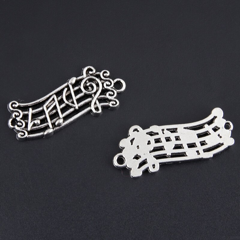 20Pcs Zilver Kleur 28X11Mm Notes Charms Muziek Score Connector Hanger Fit Diy Sieraden Maken Handgemaakte Accessoires