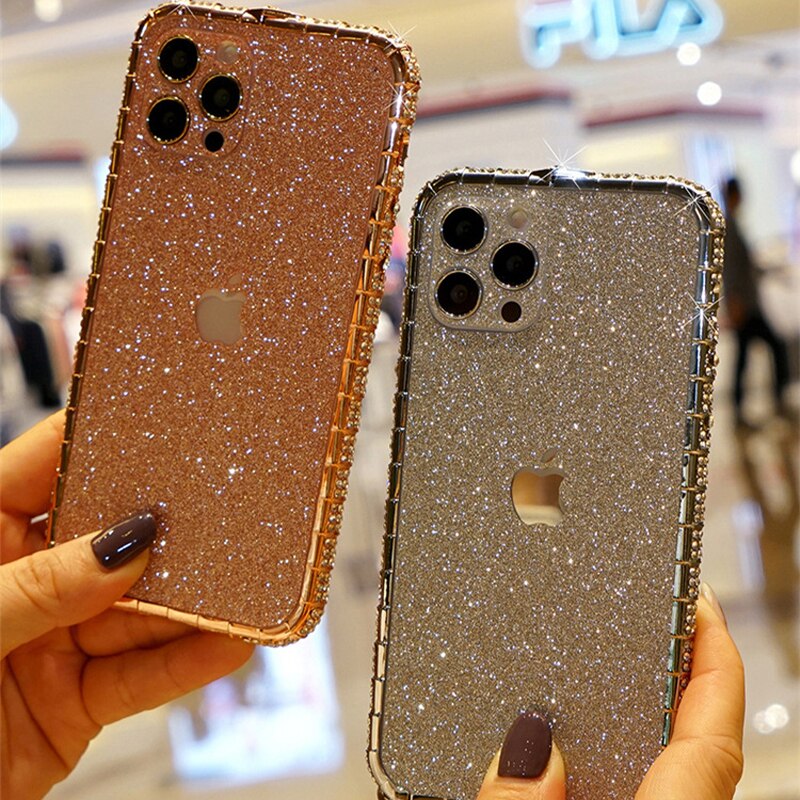 Strass Glitter Kristall Diamant Metall Stoßstange Fall Für iPhone12 Pro Max 12mini Bunte bling Abdeckung