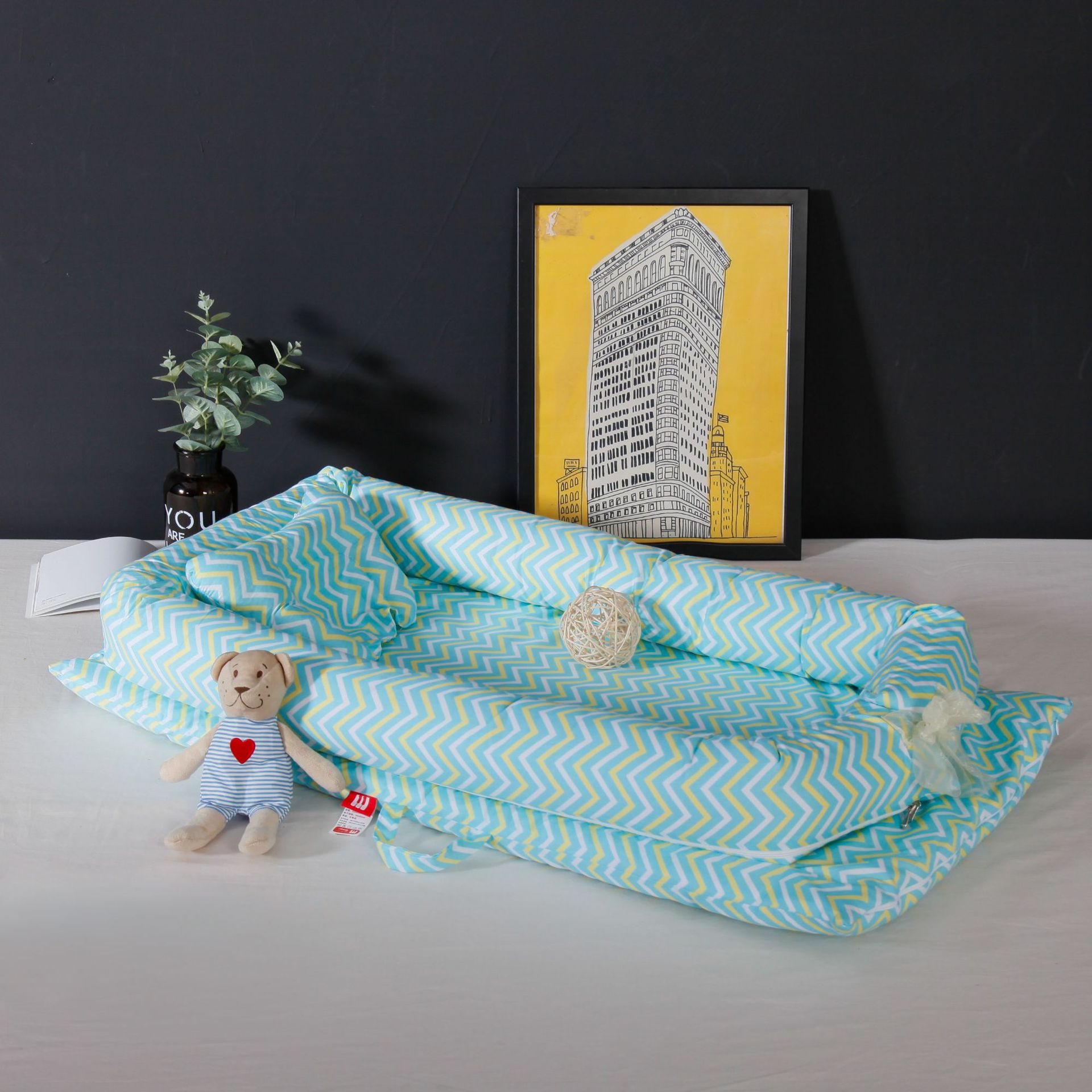 Baby Kinderbox Bed Baby Wieg Pasgeborenen Reizen Babybedjes Gestreepte Gedrukt Kind Lounger Opvouwbare Draagbare Kinderen Katoen Cradle Kid: 8
