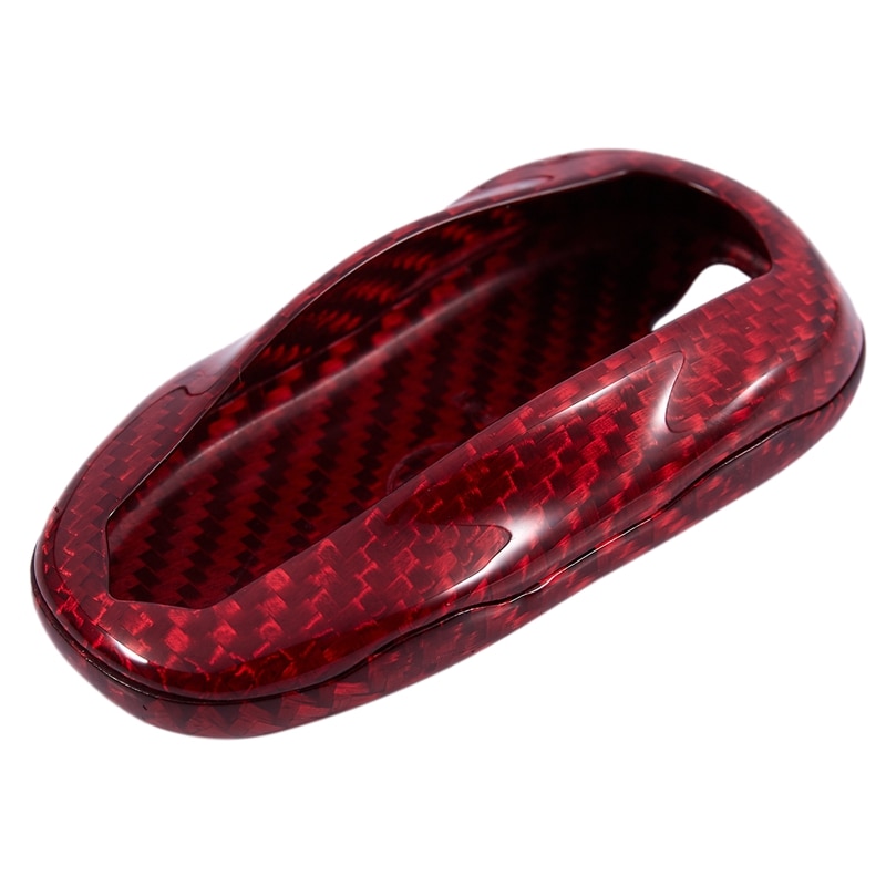 Premium Real Carbon Fiber Rood Case Cover Fit Voor Tesla Model S -18 Modellen Sleutelhanger Remote