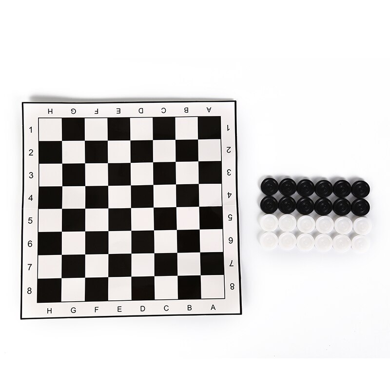 Draagbare Vouwen Plastic Schaakspel Board + 24 Stuks Schaken Internationale Checkers