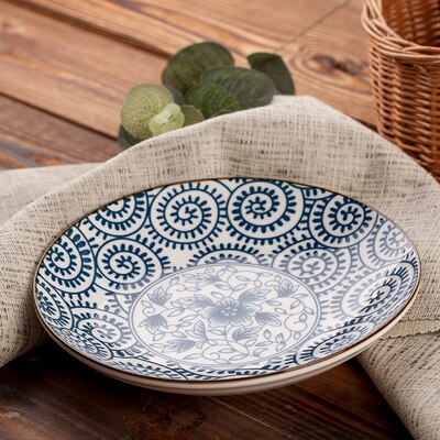 WHYOU 1piece 7inch Cermic Serving Western Food Steak Plate Breakfast Dish Japanese-Style Kitchen Supplies Tableware: m 7inch 1piece