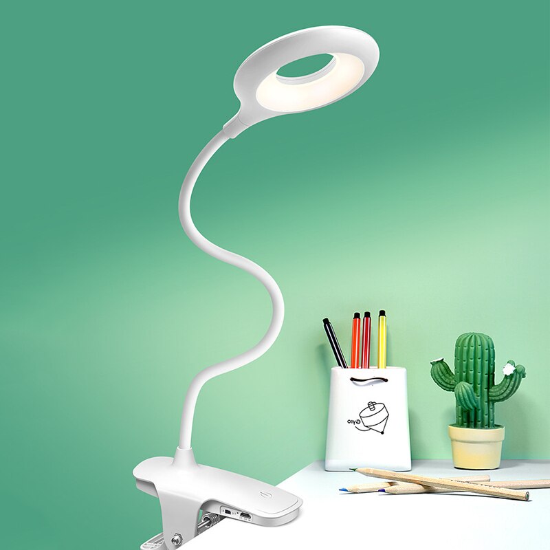 Rodanny skrivebordslampe berøringsklemme studielys svanehals stasjonær usb oppladbart soverom nattbord klipsbord: misligholde tittel