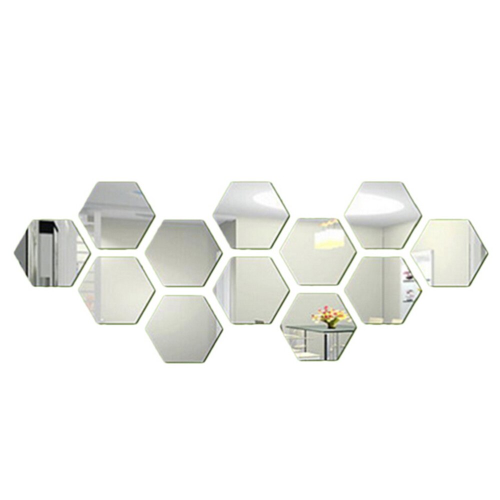 Sliver 3D Mirror Wall Sticker DIY Acrylic Wall Stickers Living Room TV Background Home Decoration adesivo de parede: S(80x70x40mm)