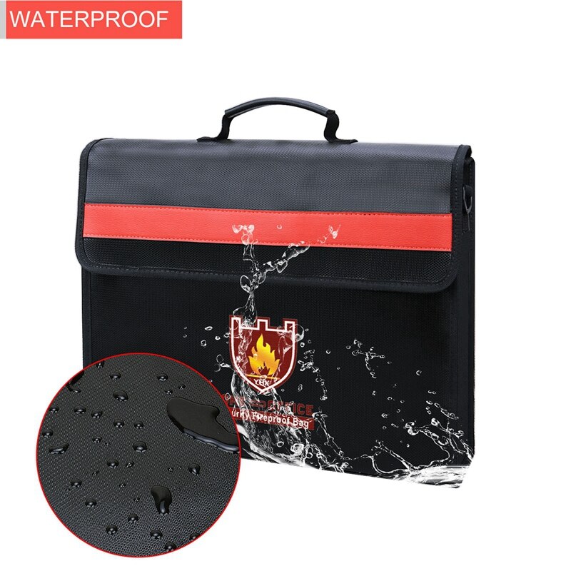 Fireproof Document Bag Non-Itchy Fiberglass Cloth Waterproof Holder With Shoulder Strap Handle Bag