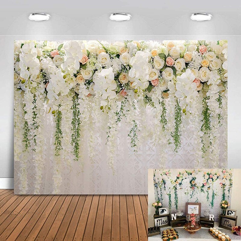 Flower Backdrop Curtain Floral Wedding Party Background Photo Backdrop for wedding reception Baby shower Photo Booth Props